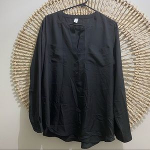 Women’s black silk button down shirt